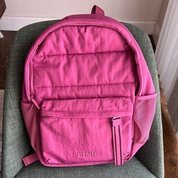 Victoria’s Secret Pink quilted rose my pink Backpack bag travel school NWOT! - Picture 6 of 16